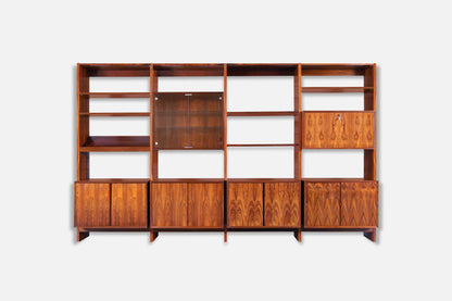 Danish Modern Brazilian Rosewood Freestanding Wall Unit by Poul Cadovius