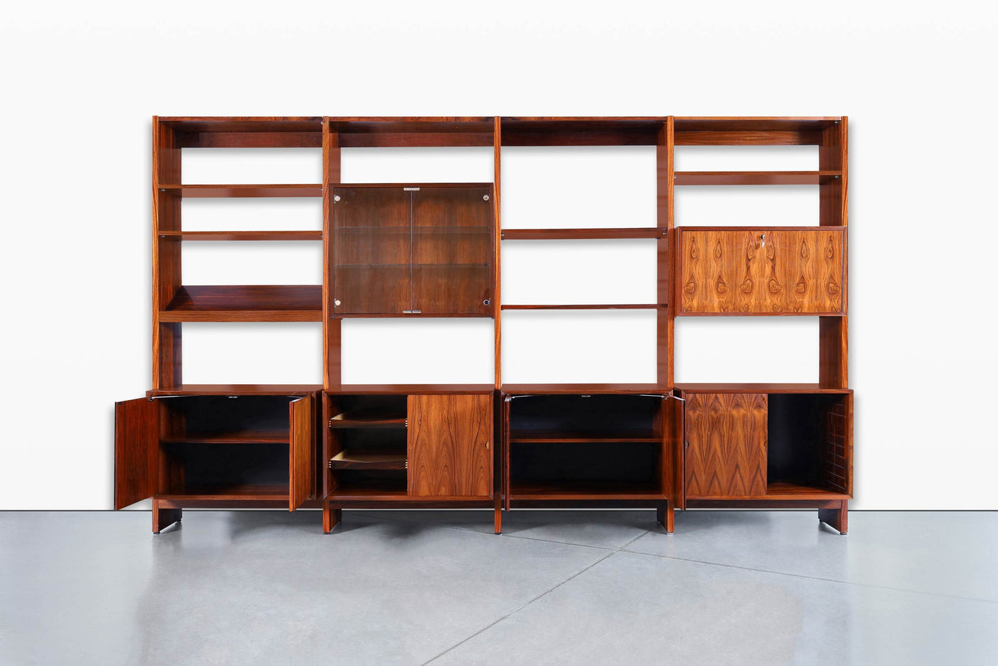 Danish Modern Brazilian Rosewood Freestanding Wall Unit by Poul Cadovius