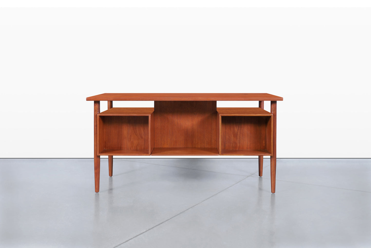 Danish Modern Executive Floating Top Teak Desk by Johannes Sorth