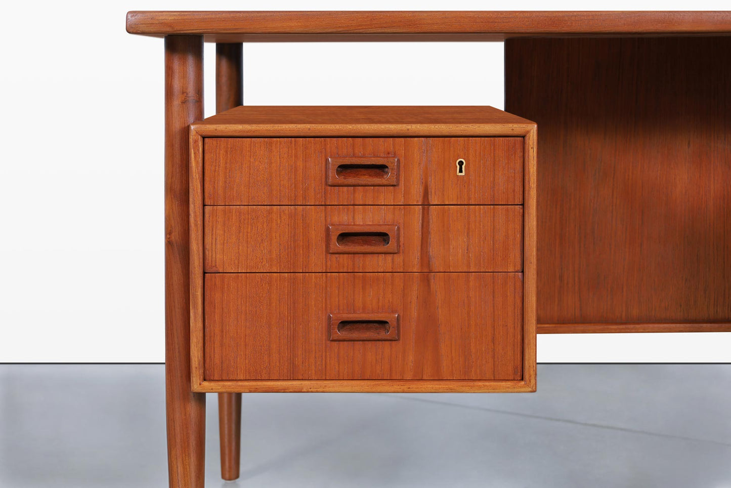 Danish Modern Executive Floating Top Teak Desk by Johannes Sorth