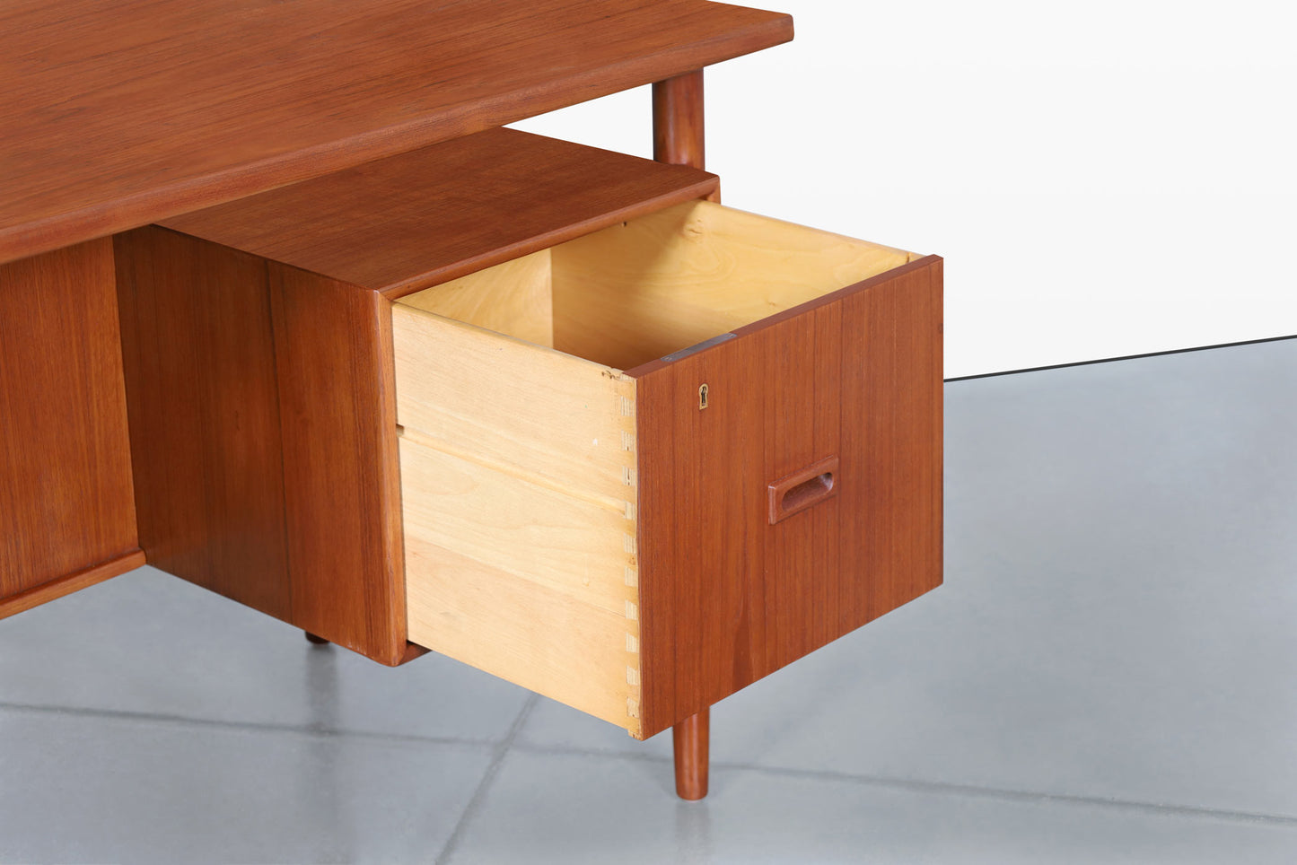 Danish Modern Executive Floating Top Teak Desk by Johannes Sorth