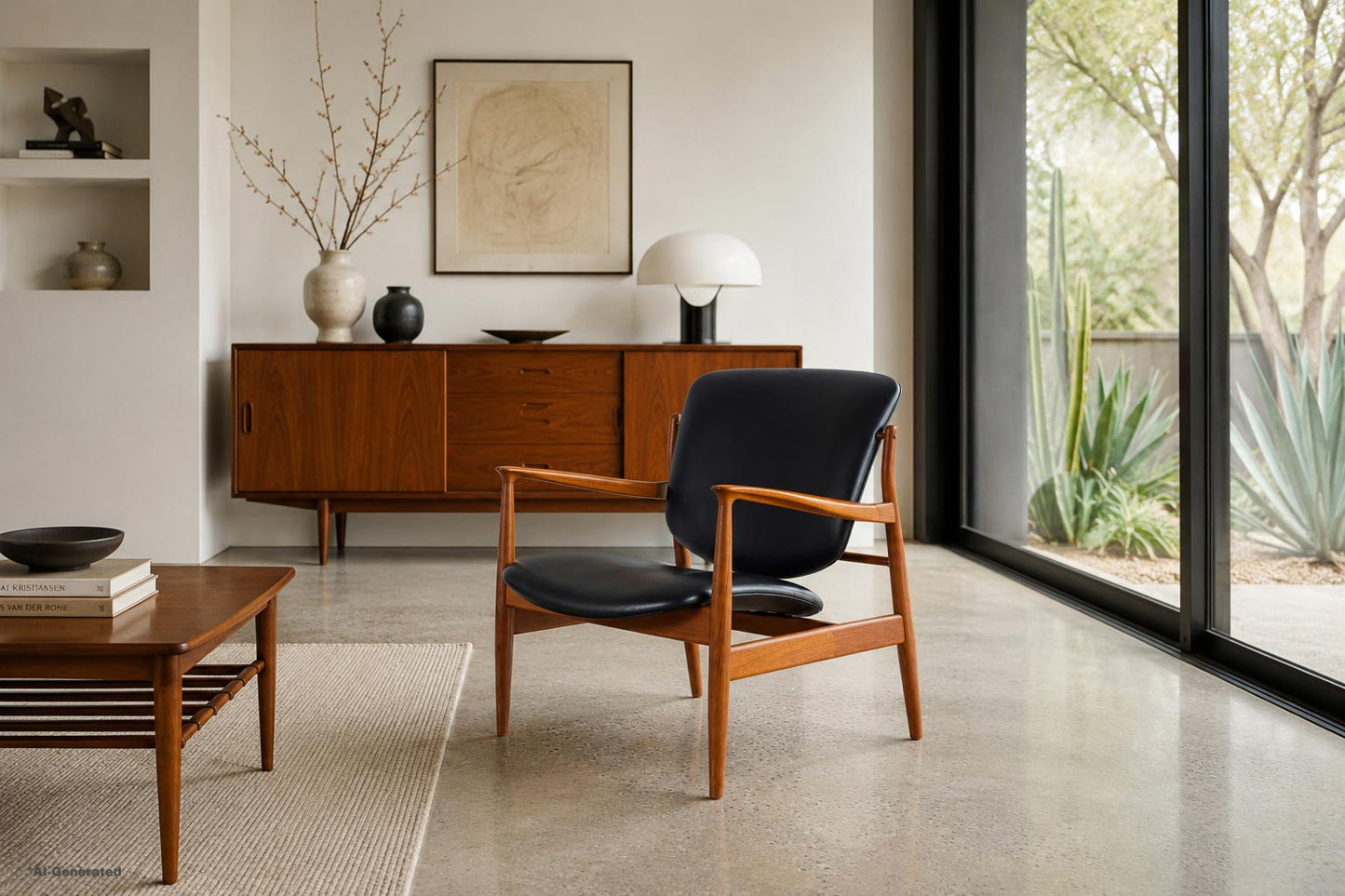 Danish Modern FD-136 Teak and Leather Lounge Chair by Finn Juhl