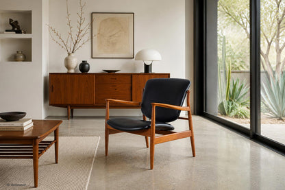 Danish Modern FD-136 Teak and Leather Lounge Chair by Finn Juhl