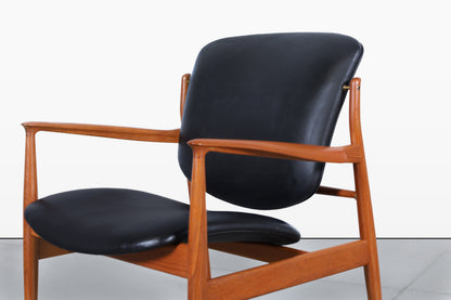 Danish Modern FD-136 Teak and Leather Lounge Chair by Finn Juhl