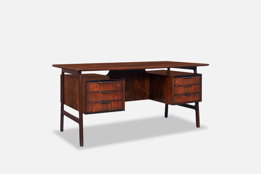 Danish Modern Floating Top Rosewood Desk Modern 75 by Gunni Omann