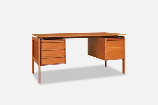 Danish Modern Floating Top Teak Desk by G.V. Møbler