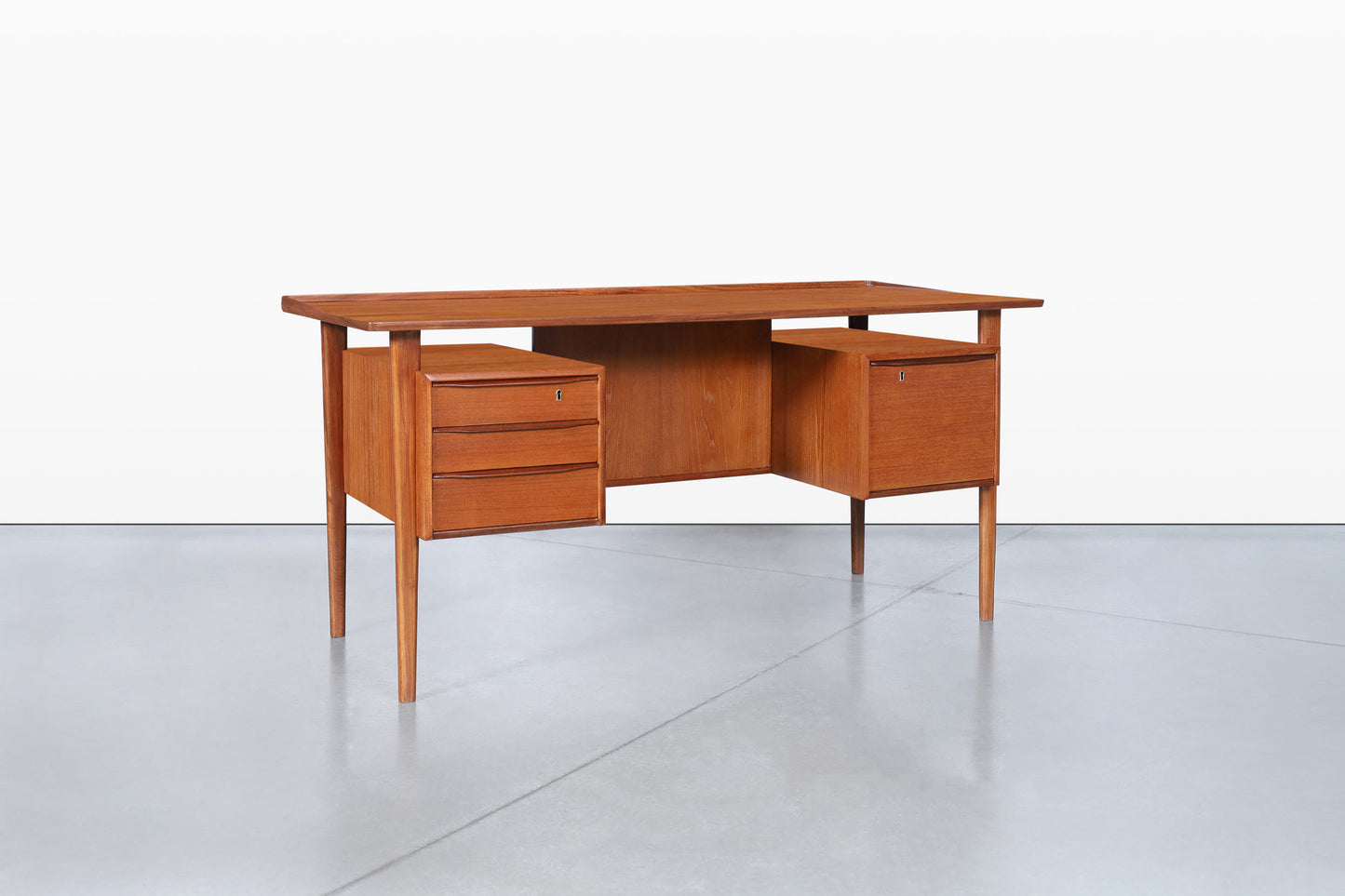 Danish Modern Floating Top Teak Desk by Peter Løvig Nielsen