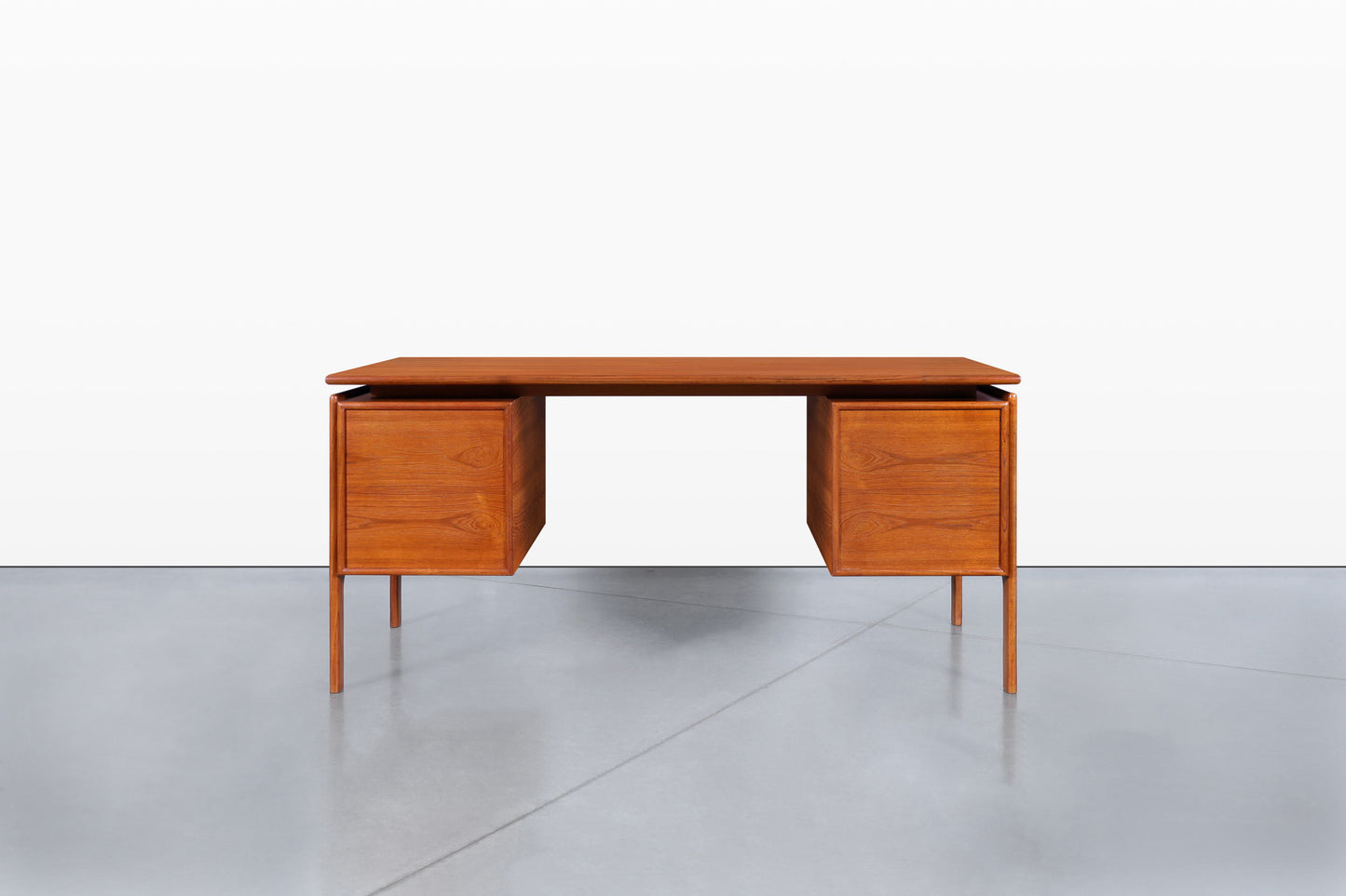 Danish Modern Floating Top Teak Executive Desk by G.V. Mobler
