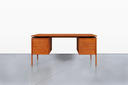 Danish Modern Floating Top Teak Executive Desk by G.V. Mobler