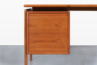 Danish Modern Floating Top Teak Executive Desk by G.V. Mobler