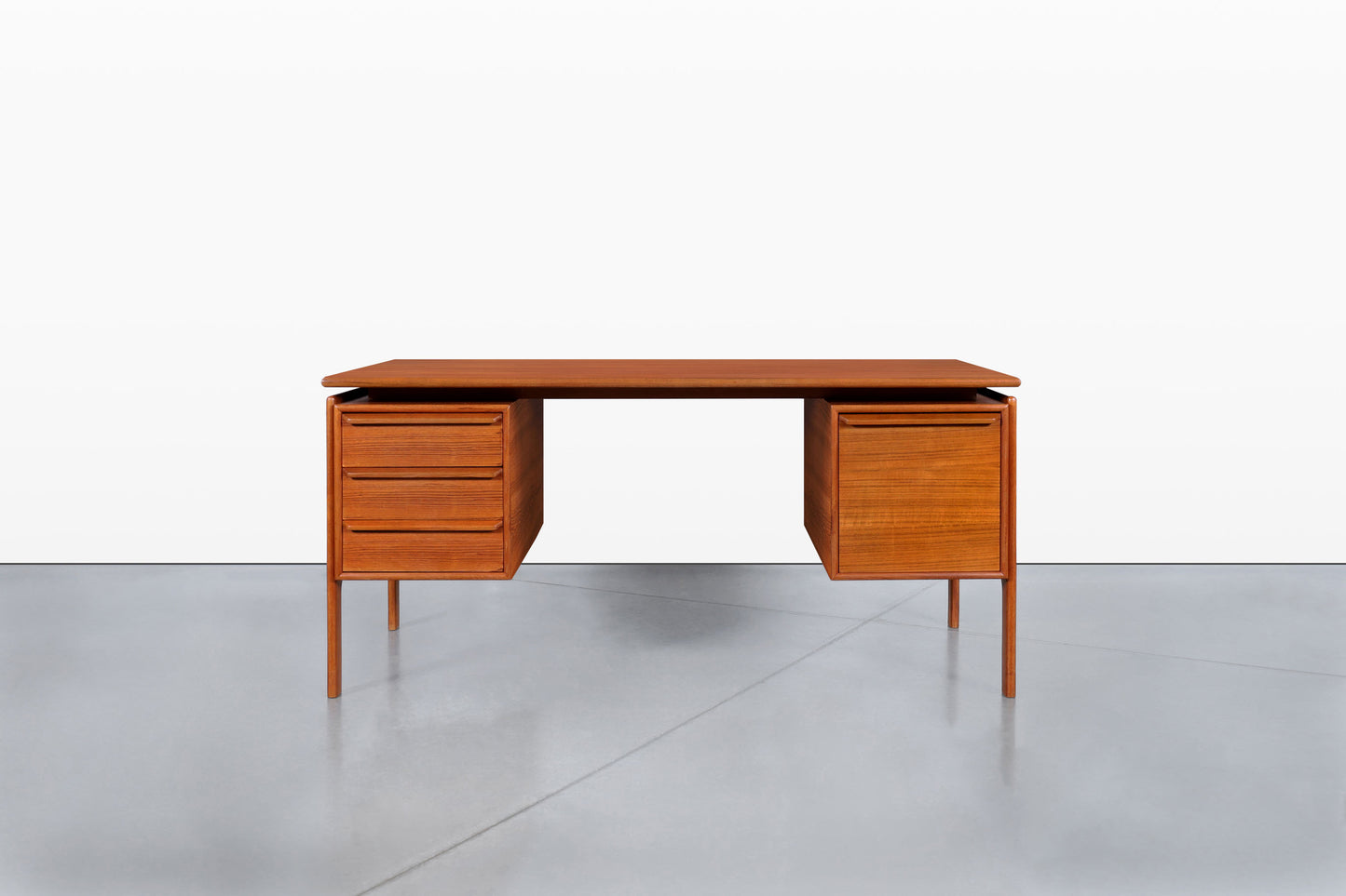 Danish Modern Floating Top Teak Executive Desk by G.V. Mobler