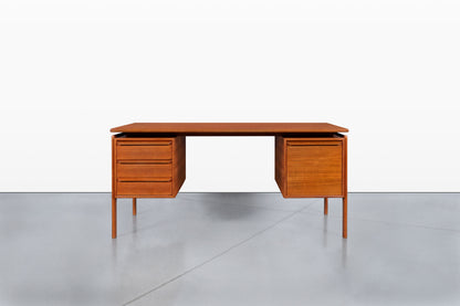 Danish Modern Floating Top Teak Executive Desk by G.V. Mobler