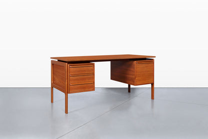 Danish Modern Floating Top Teak Executive Desk by G.V. Mobler