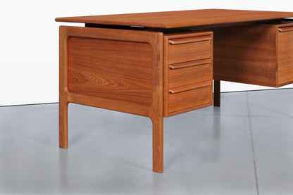 Danish Modern Floating Top Teak Executive Desk by G.V. Mobler