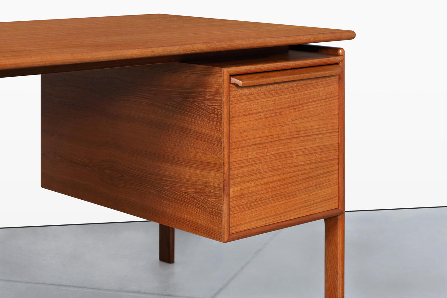 Danish Modern Floating Top Teak Executive Desk by G.V. Mobler