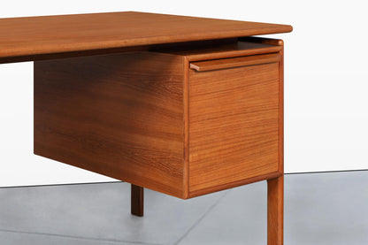 Danish Modern Floating Top Teak Executive Desk by G.V. Mobler