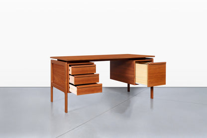 Danish Modern Floating Top Teak Executive Desk by G.V. Mobler