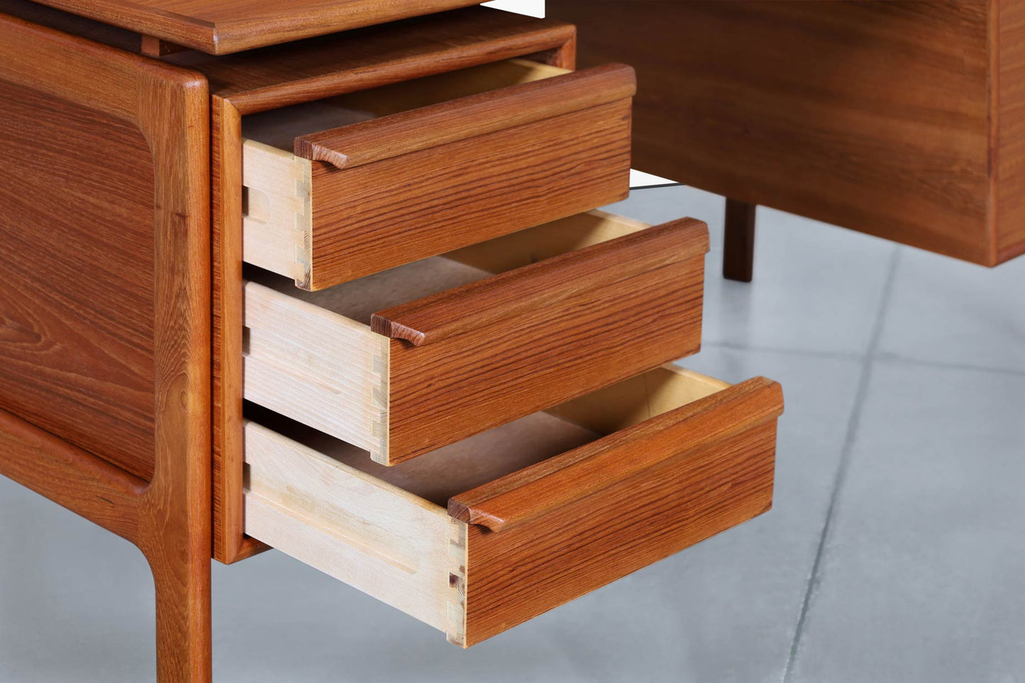 Danish Modern Floating Top Teak Executive Desk by G.V. Mobler