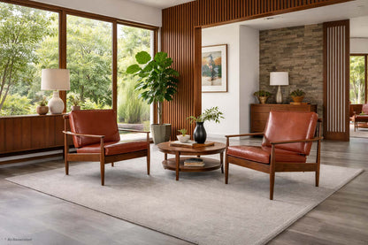 Danish Modern Leather and Walnut Lounge Chairs by Hans C. Andersen