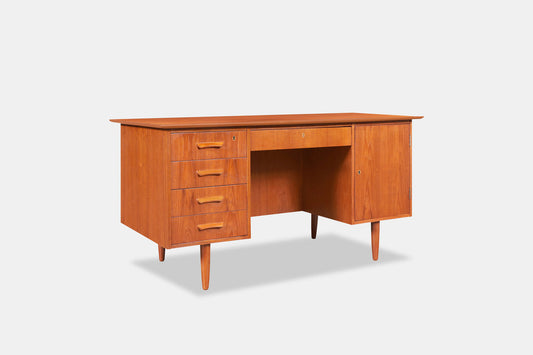 Danish Modern Teak Desk with Bookcase