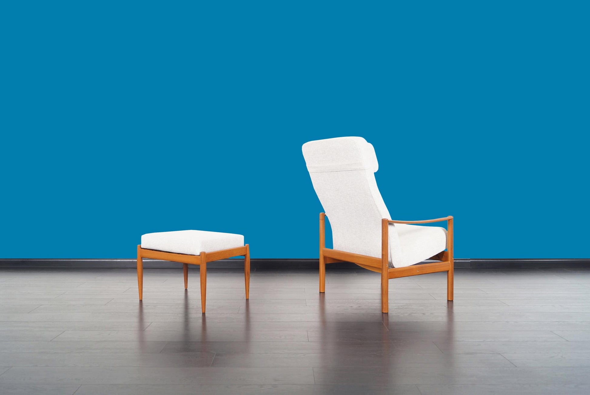 Danish Modern Teak Reclining Lounge Chair and Ottoman