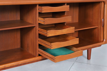 Danish Modern Teak Tambour Door Credenza by Dyrlund