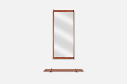 Danish Modern Teak Wall-Mounted Mirror with Shelf by Kai Kristiansen