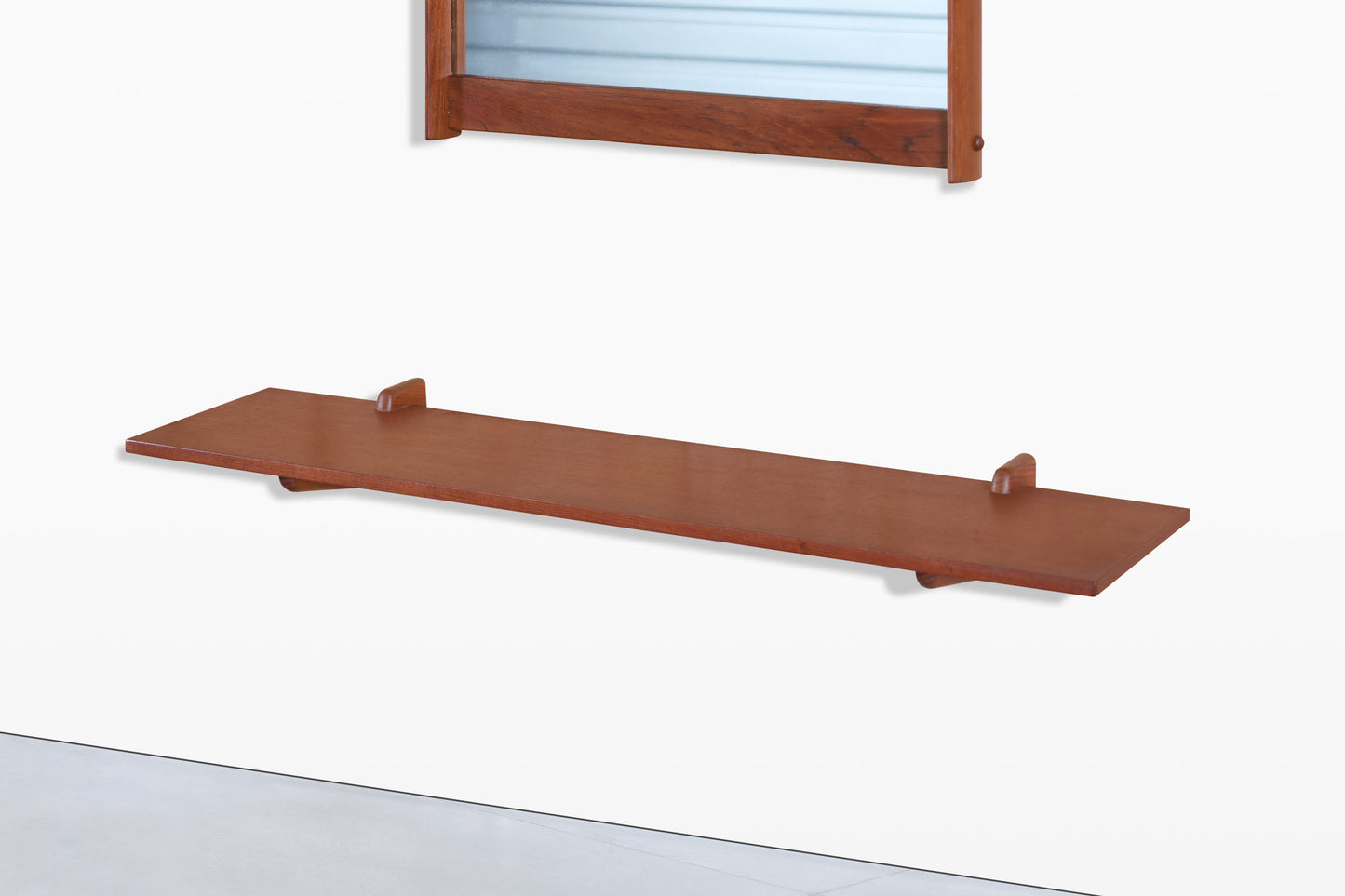 Danish Modern Teak Wall-Mounted Mirror with Shelf by Kai Kristiansen