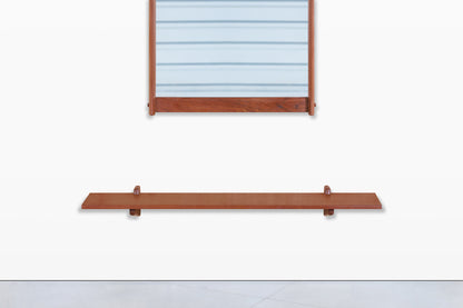 Danish Modern Teak Wall-Mounted Mirror with Shelf by Kai Kristiansen