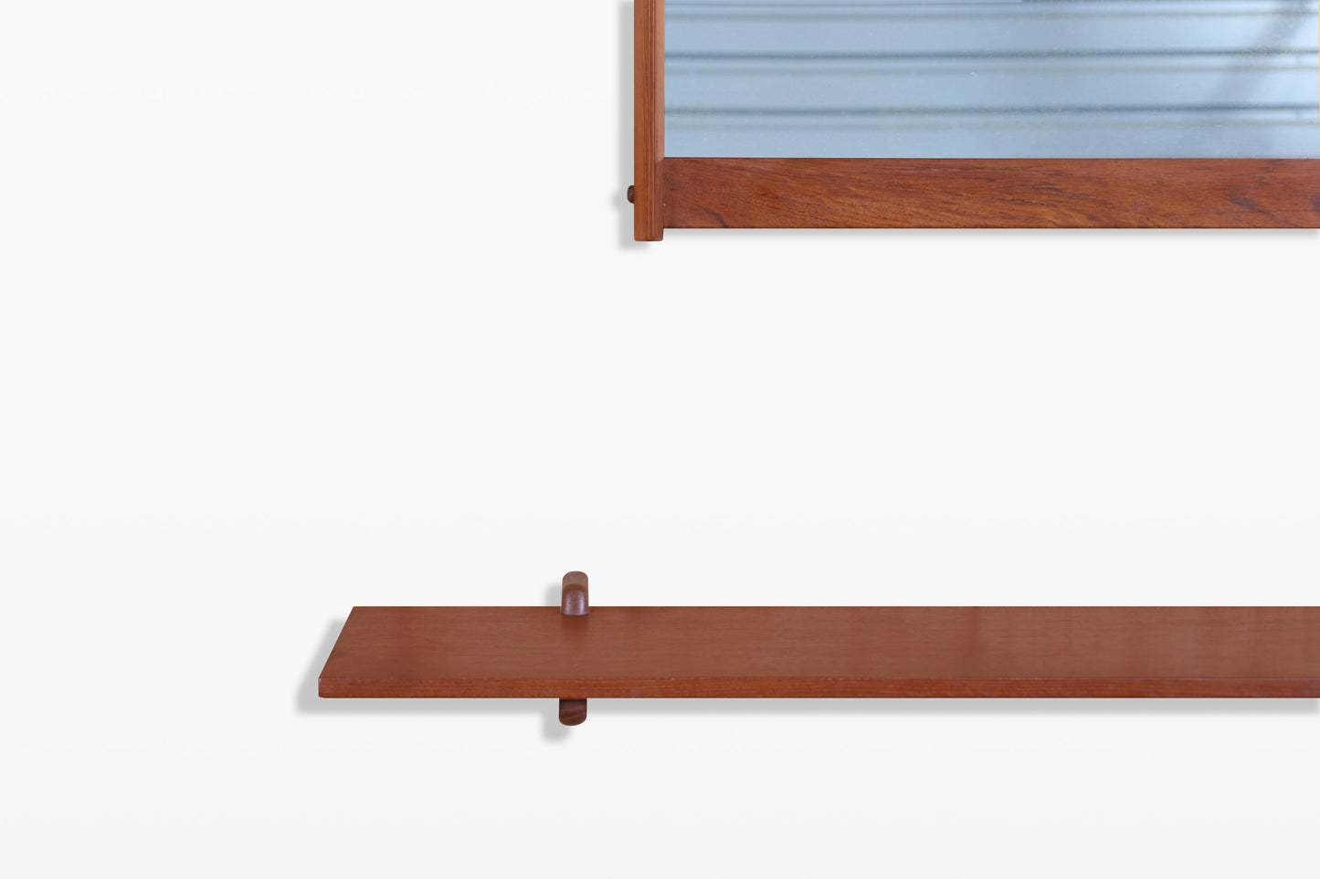 Danish Modern Teak Wall-Mounted Mirror with Shelf by Kai Kristiansen