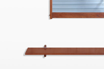 Danish Modern Teak Wall-Mounted Mirror with Shelf by Kai Kristiansen