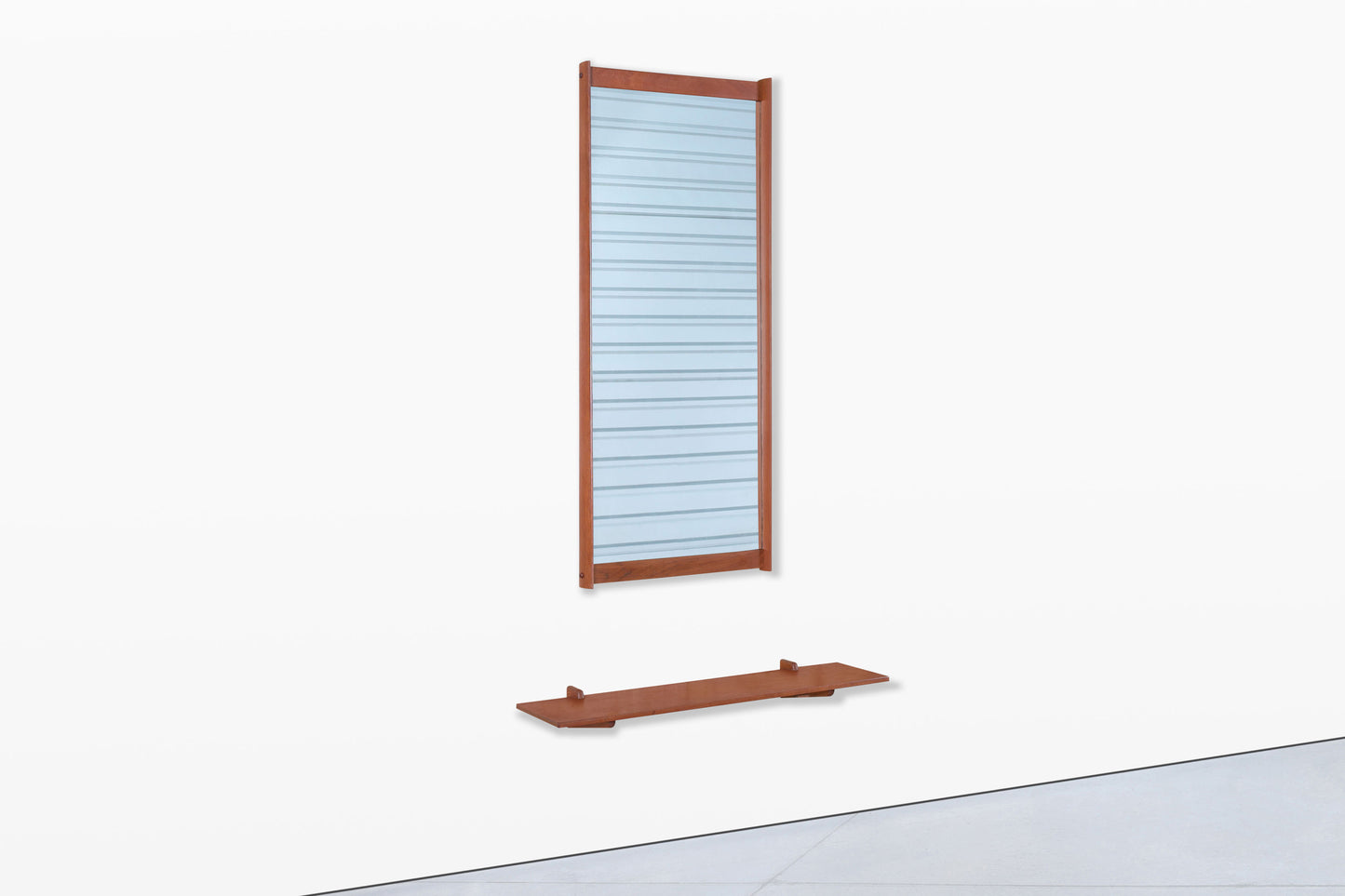 Danish Modern Teak Wall-Mounted Mirror with Shelf by Kai Kristiansen