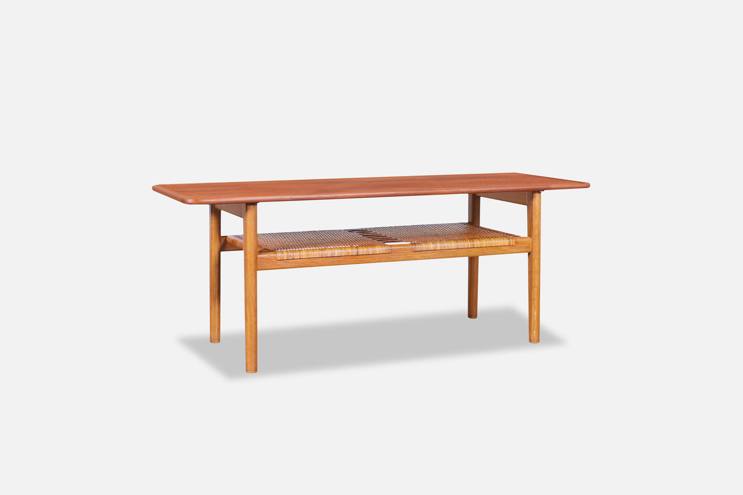 Danish Teak and Cane Coffee Table by Hans J. Wegner for Andreas Tuck