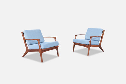 Danish Modern Walnut Lounge Chairs