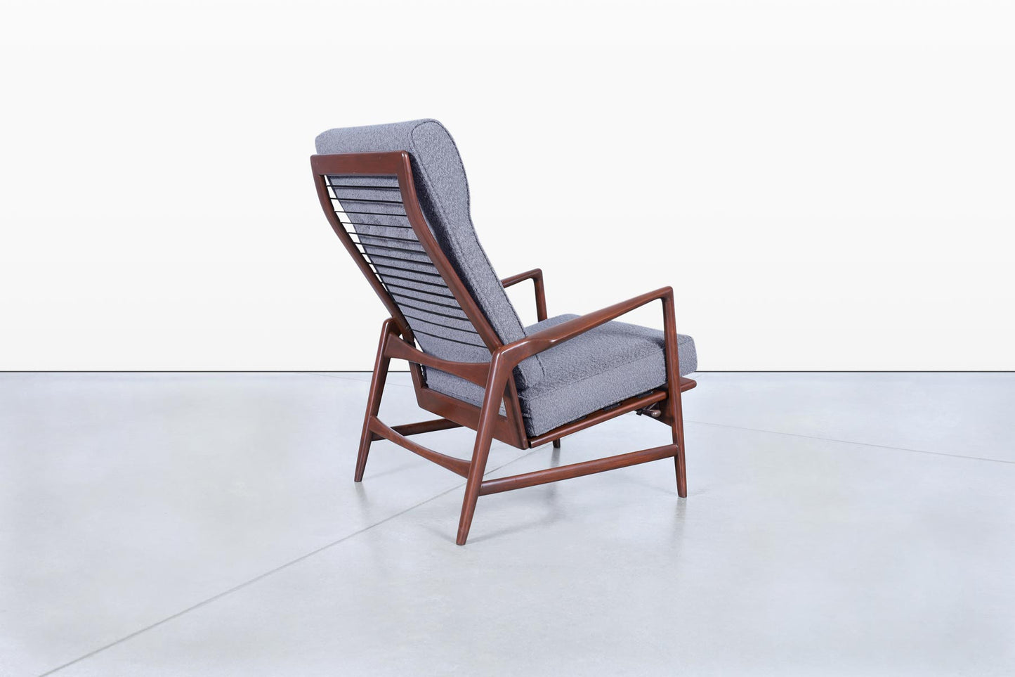 Danish Modern Walnut Reclining Lounge Chair and Ottoman by Ib Kofod Larsen