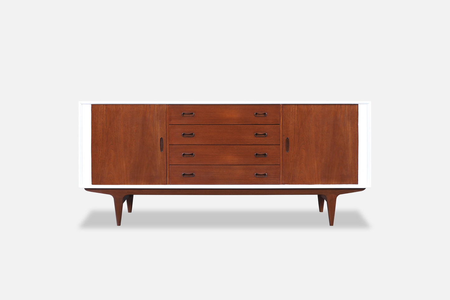 Danish Teak and Lacquered Tambour Door Credenza by Bernhard Pedersen