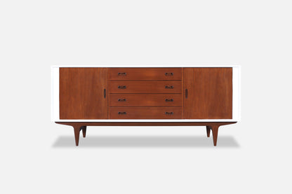 Danish Teak and Lacquered Tambour Door Credenza by Bernhard Pedersen
