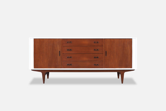 Danish Teak and Lacquered Tambour Door Credenza by Bernhard Pedersen