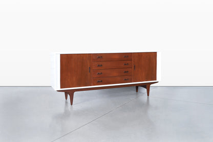 Danish Teak and Lacquered Tambour Door Credenza by Bernhard Pedersen