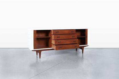 Danish Teak and Lacquered Tambour Door Credenza by Bernhard Pedersen