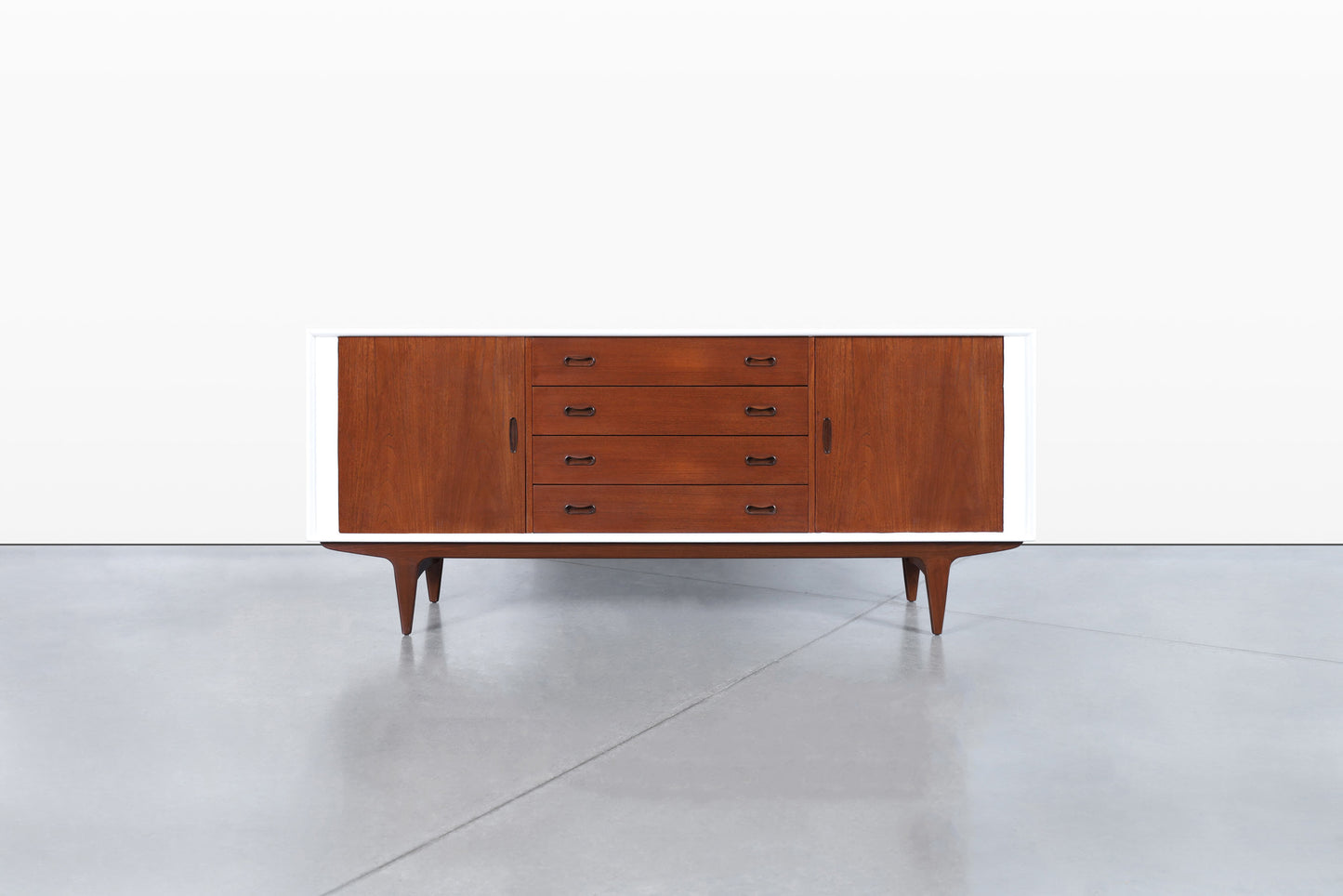 Danish Teak and Lacquered Tambour Door Credenza by Bernhard Pedersen