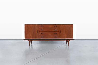 Danish Teak and Lacquered Tambour Door Credenza by Bernhard Pedersen