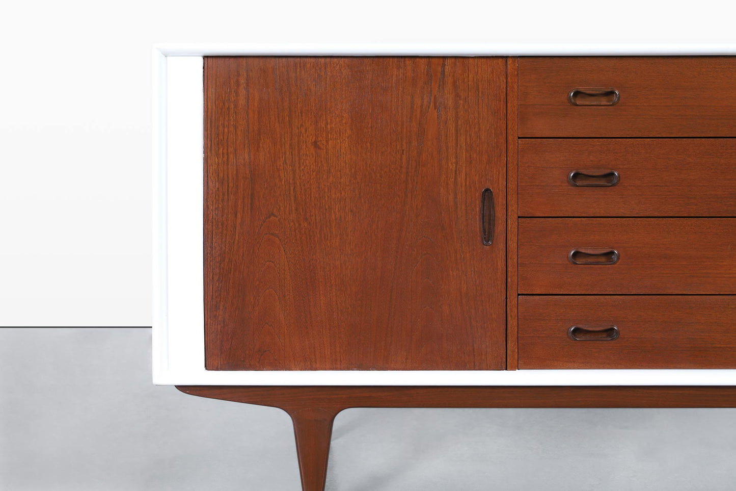 Danish Teak and Lacquered Tambour Door Credenza by Bernhard Pedersen