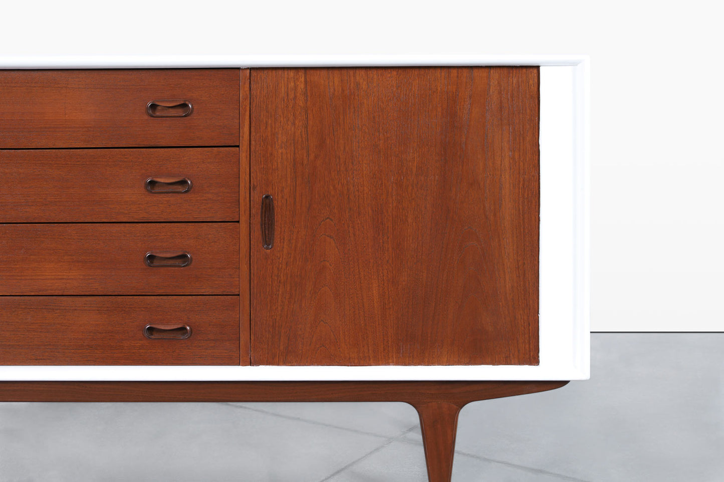 Danish Teak and Lacquered Tambour Door Credenza by Bernhard Pedersen