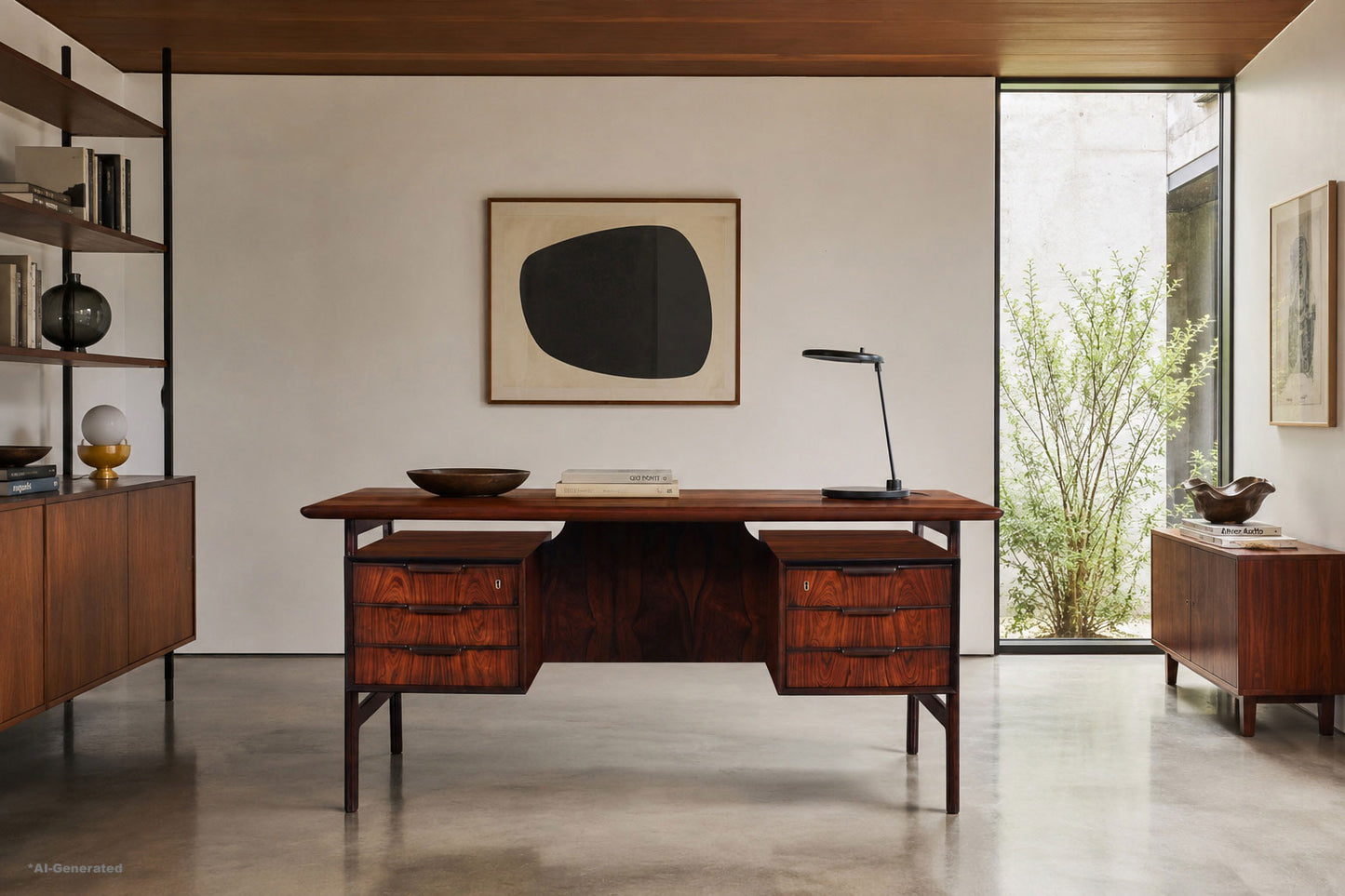 Danish Modern Floating Top Rosewood Desk Modern 75 by Gunni Omann