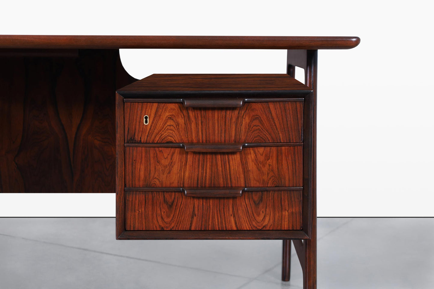Danish Modern Floating Top Rosewood Desk Modern 75 by Gunni Omann