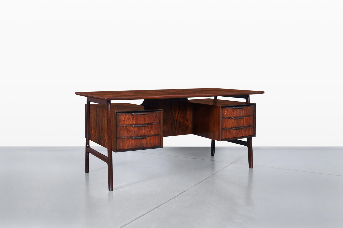 Danish Modern Floating Top Rosewood Desk Modern 75 by Gunni Omann