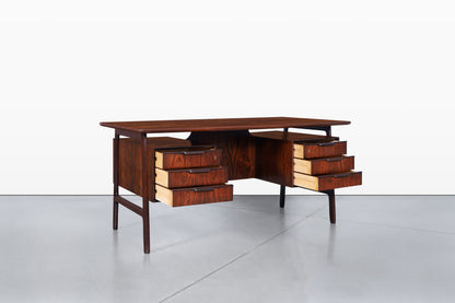 Danish Modern Floating Top Rosewood Desk Modern 75 by Gunni Omann