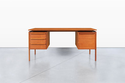 Danish Modern Floating Top Teak Desk by G.V. Møbler