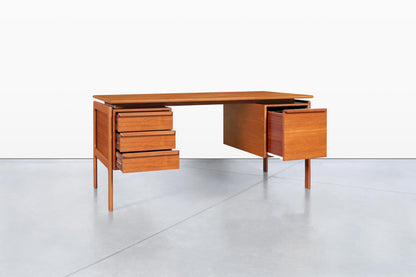Danish Modern Floating Top Teak Desk by G.V. Møbler